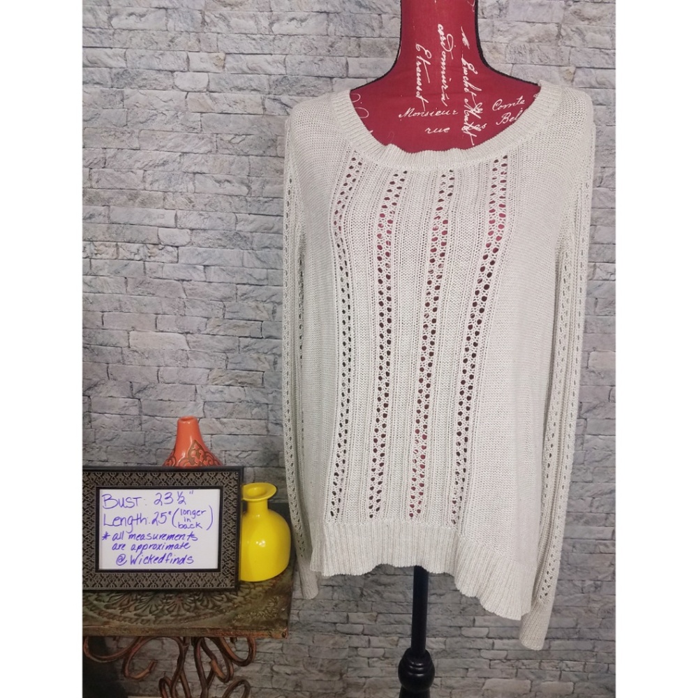 Apt 9 Open Weave Light Gray Crewneck Sweater sz XL